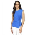thumbnail image 1 of Michael Kors Womens Ring-Trim Twist-Front Sleeveless Blouse Top, Blue, Petite, PM, 1 of 1
