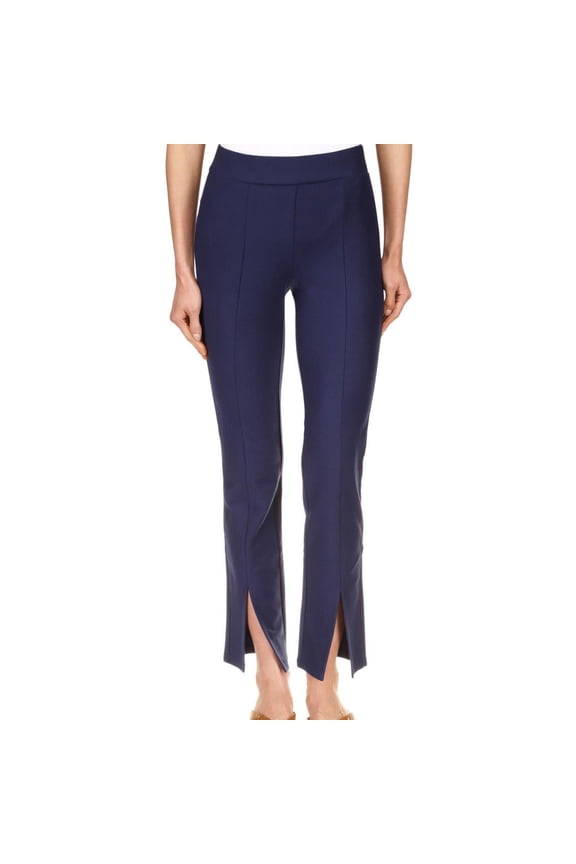 Womens Seam Split Hem Dress Pants, Blue, Petite, PXL