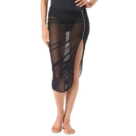 Michael Kors Womens Sheer Zipper Cover-Up Black S
