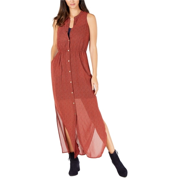Michael Kors Womens Sleeveless Shirt Dress, Orange, Petite, P