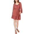 thumbnail image 1 of Michael Kors Womens Smock Neck Ruffled Dress, Orange, X-Small, 1 of 2