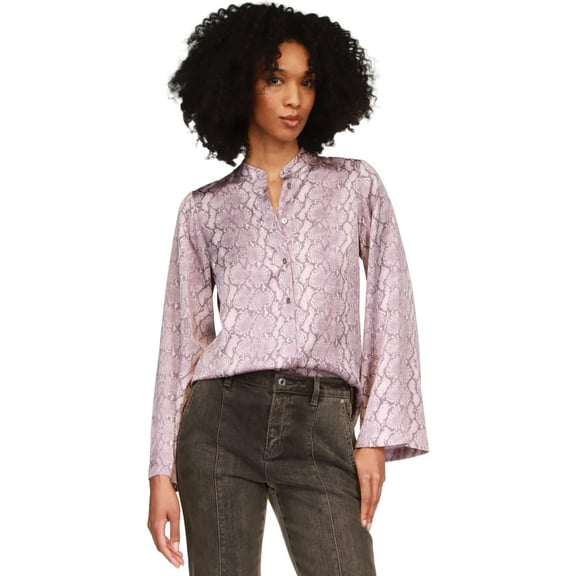 Michael Kors Womens Snake Print Knit Blouse, Purple, X-Small