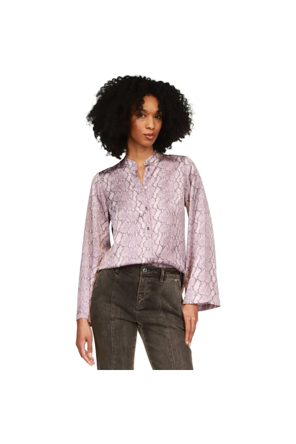 Womens Snake Print Knit Blouse, Purple, X-Small