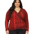 thumbnail image 1 of Michael Kors Womens Snakeskin Print Crossover Wrap Pullover Blouse, Red, Plus Size, 0X, 1 of 1