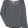 thumbnail image 1 of Michael Kors Womens Snap Button Henley Shirt, Blue, X-Small, 1 of 1