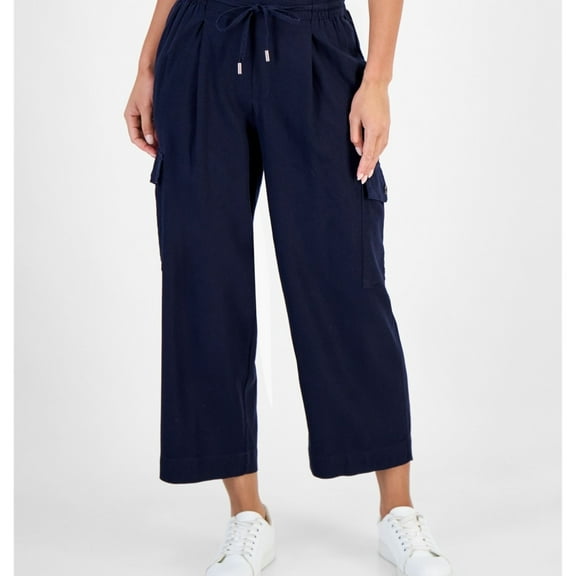 Michael Kors Womens Solid Casual Cargo Pants, Blue, X-Large