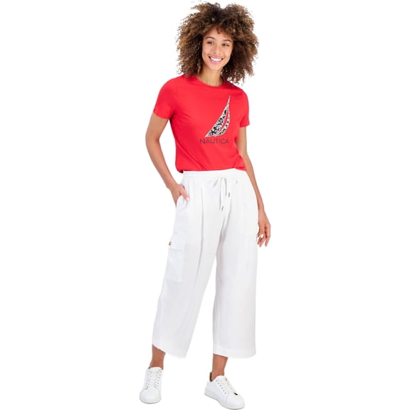 Michael Kors Womens Solid Casual Cargo Pants, White, Small