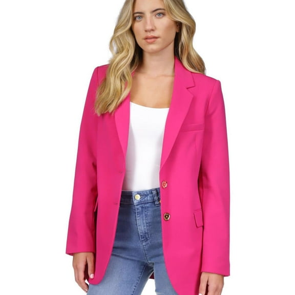 Michael Kors Womens Solid Two Button Blazer Jacket, Pink, 6