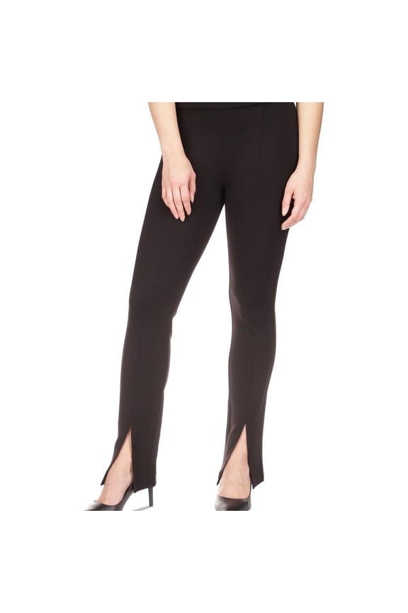Womens Split Hem Casual Leggings, Black, Petite, P/PS