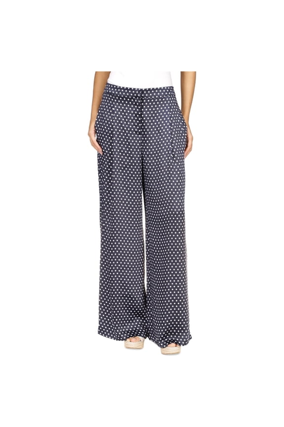 Womens Swiss Dot Casual Wide Leg Pants, White, Petite, 2P