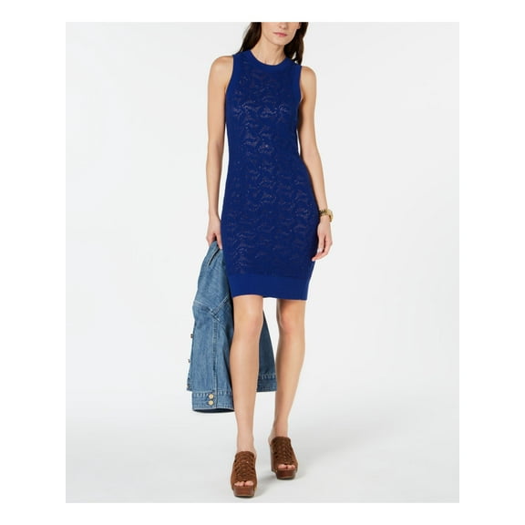 Michael Kors Womens Tank Sweater Dress, Blue, Large