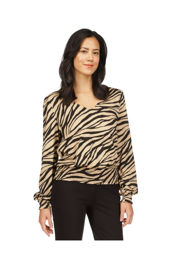 Womens Tiger Smock Top, Khaki, Small