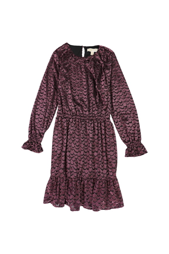 Womens Velvet Tie Waist A-line Dress, Purple, Small