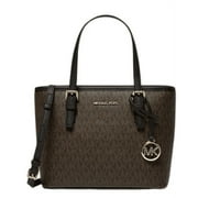 Michael Kors Womens XS Carry All Jet Set Travel Womens Tote 35T9GTVT0B-BRN/BLK (BROWN/BLK)