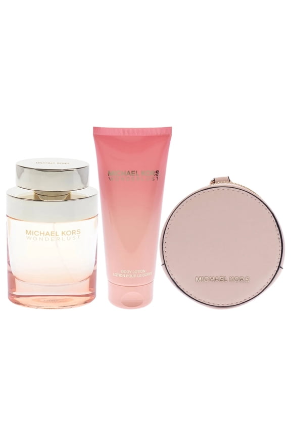 Wonderlust , 3 Pc Gift Set 3.4oz EDP Spray, 3.4oz Body Lotion, Round Purse