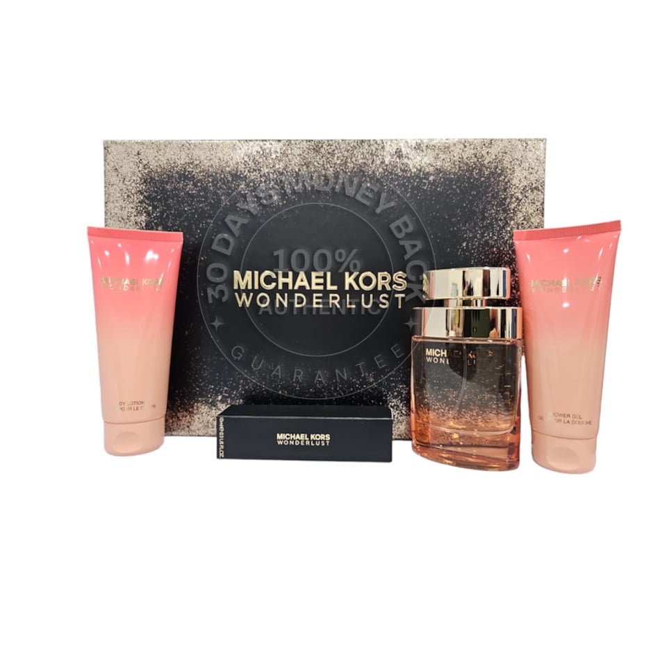Michael Kors Wonderlust 4 Pc Gift Set, 3.4oz EDP Spray, Body