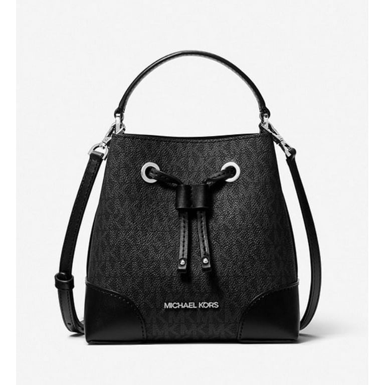 Michael Kors XS Suri Mini Bucket Crossbody Drawstring Shoulder Bag  35F2GM9M1B PVC (black/silver): Handbags