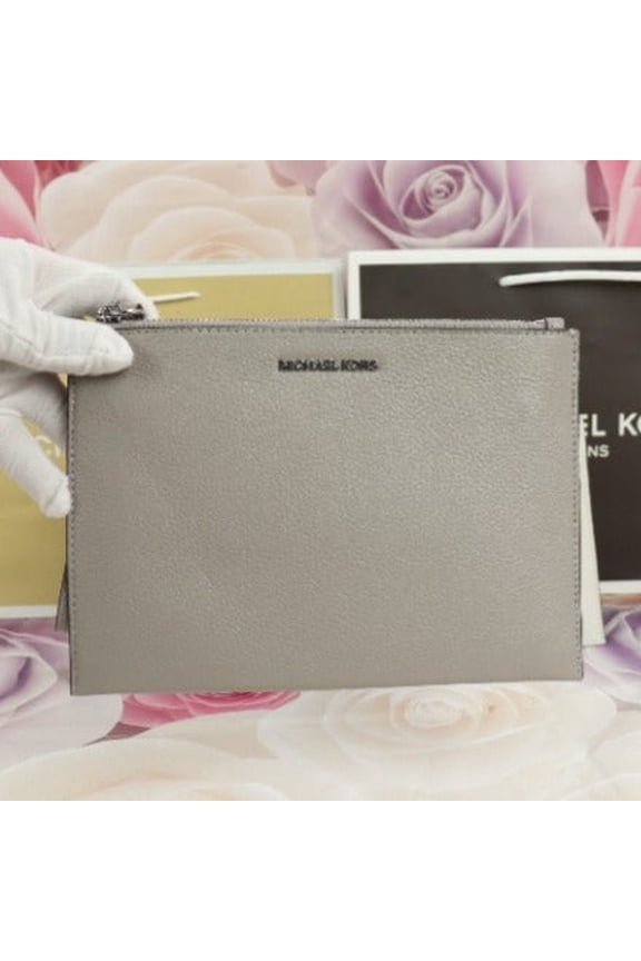 Zip Women's XL Jet Set Wristlet Clutch Pear Grey