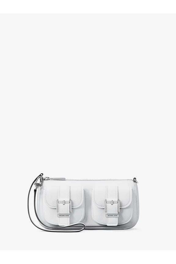 Zoe Small Pebbled Leather Pochette - Optic White