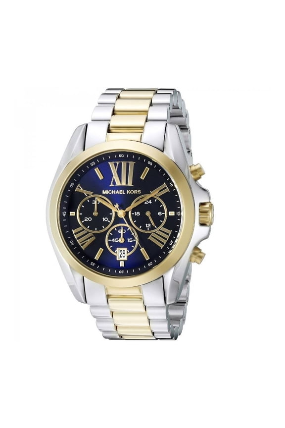 by MK Men's Stainless Steel Analog Wristwatch, Silver Golden, 43 mm