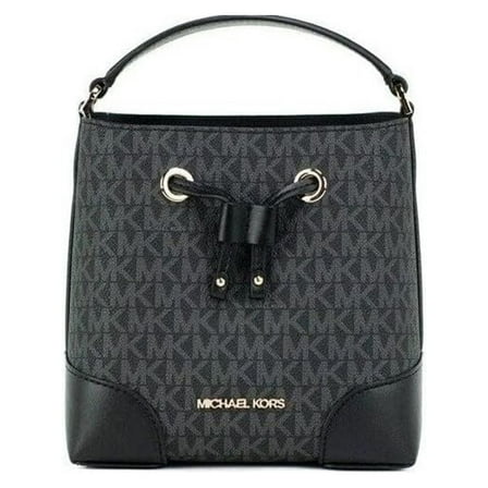 Michael Kors by Mercer Women's Coated Canvas Logo-Print Bucket Crossbody Bag, Black