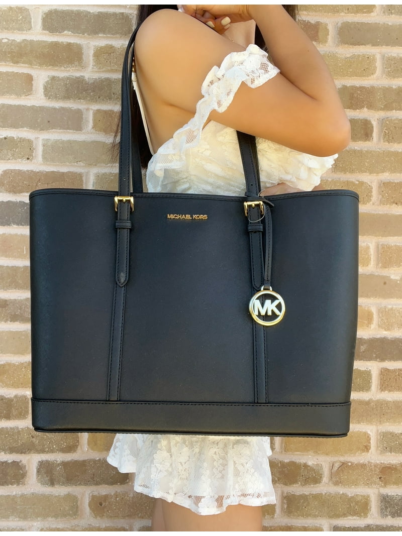 MICHAEL KORS MK Logo Jet Set Travel Large Saffiano Leather Handbag