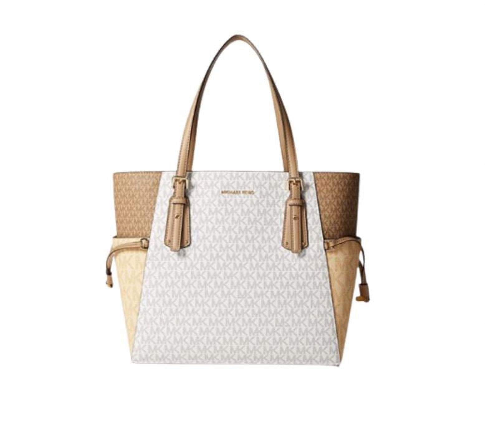 Michael Kors by Michael Kors Women's Leather Color-Blocked East/West Tote, Buttermilk Multicolor