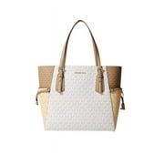 Michael Kors by Michael Kors Womens Leather Color-Blocked East/West Tote, Buttermilk Multicolor