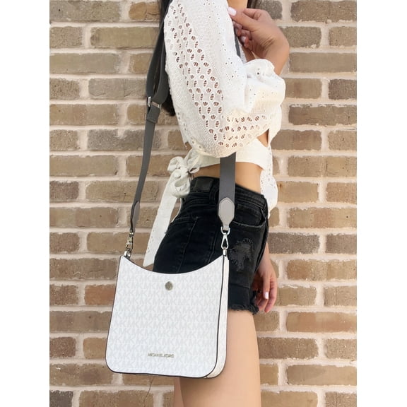 Michael Kors by Michael Kors Women's PVC Messenger Handbag, Bright White Mk