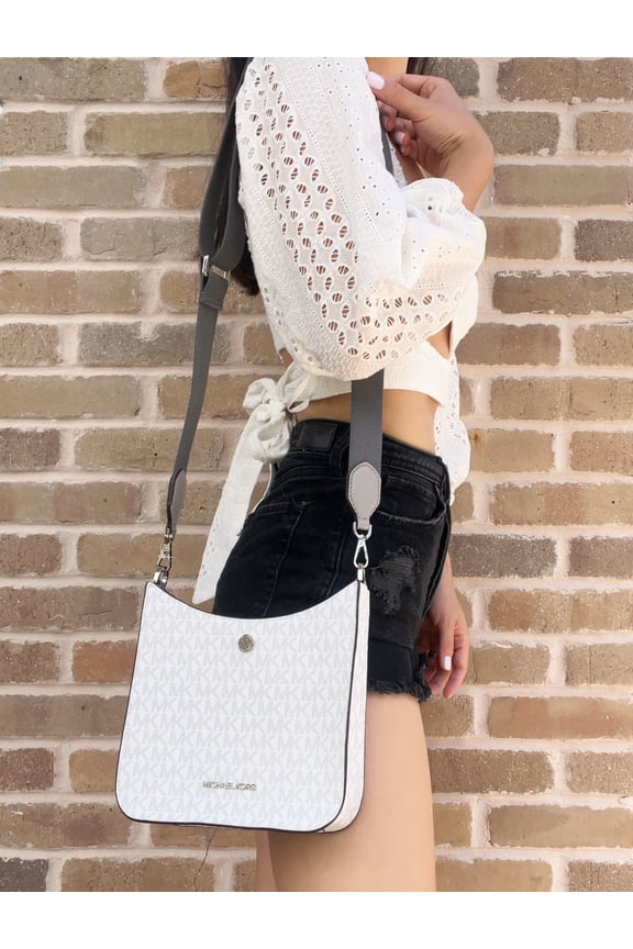 by Michael Kors Women's PVC Messenger Handbag, Bright White Mk