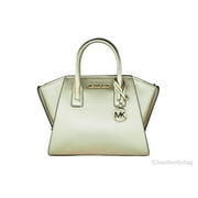 Michael Kors by Michael Kors Womens Pebbled Leather Satchel Crossbody Handbag, Pale Gold