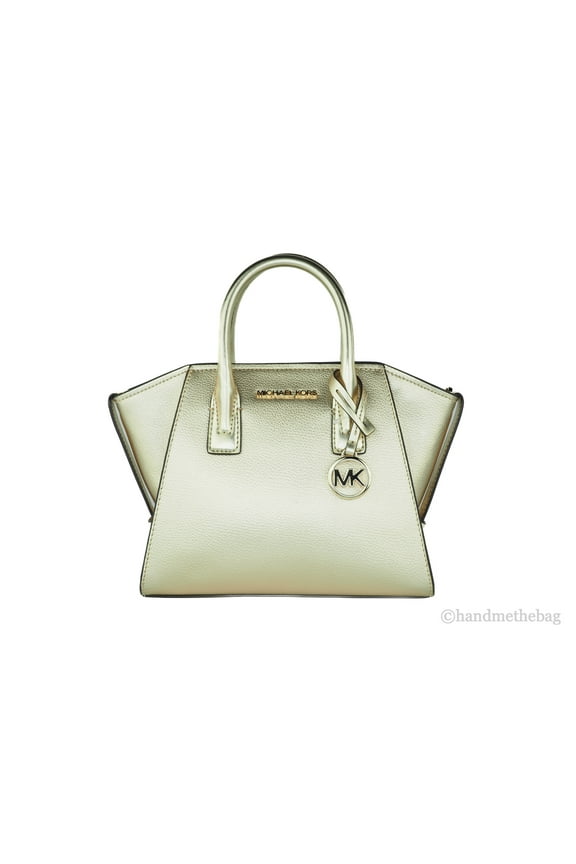 by Michael Kors Women's Pebbled Leather Satchel Crossbody Handbag, Pale Gold