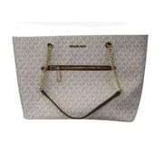 Michael Kors by Michael Kors Womens Signature Canvas Chain Tote Bag, Vanilla