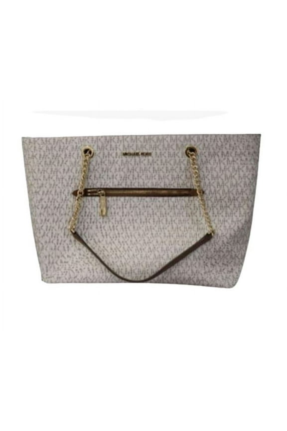 by Michael Kors Women's Signature Canvas Chain Tote Bag, Vanilla