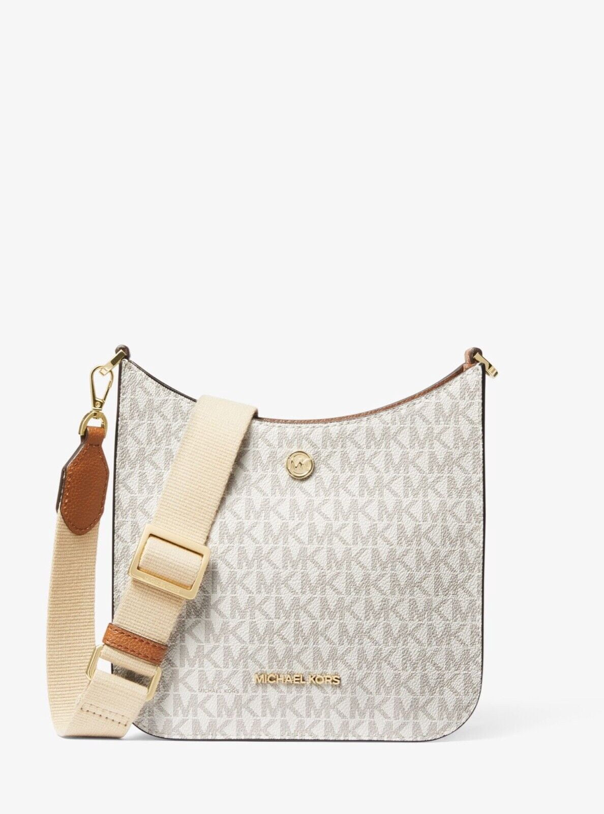 Michael Kors by Michael Kors Women's Small PVC Logo-Print Signature Messenger Handbag, Vanilla