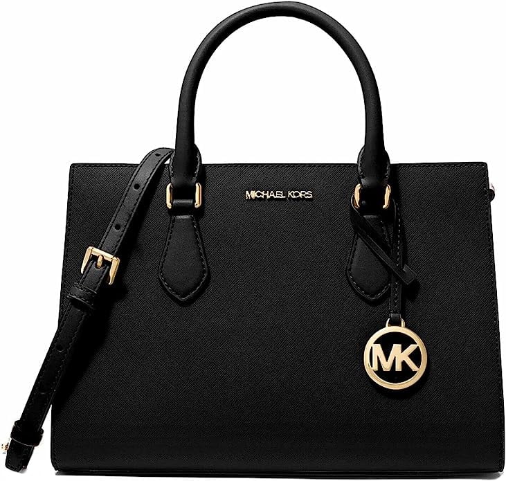 Michael Kors handbag for women Sheila satchel medium (Black With Gold ...