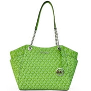 Michael Kors Womens Jet Set Large Signature Logo Zip Shoulder Bag Jungle Green