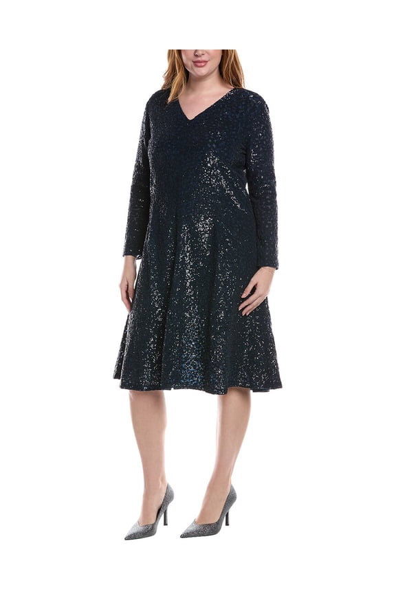 womens  Collection Sequin Flare Midi Dress, 10, Blue