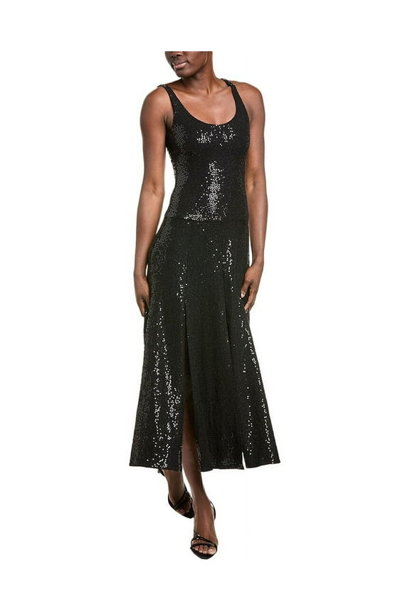 womens Collection Sequin Midi Tank Dress, 0, Black