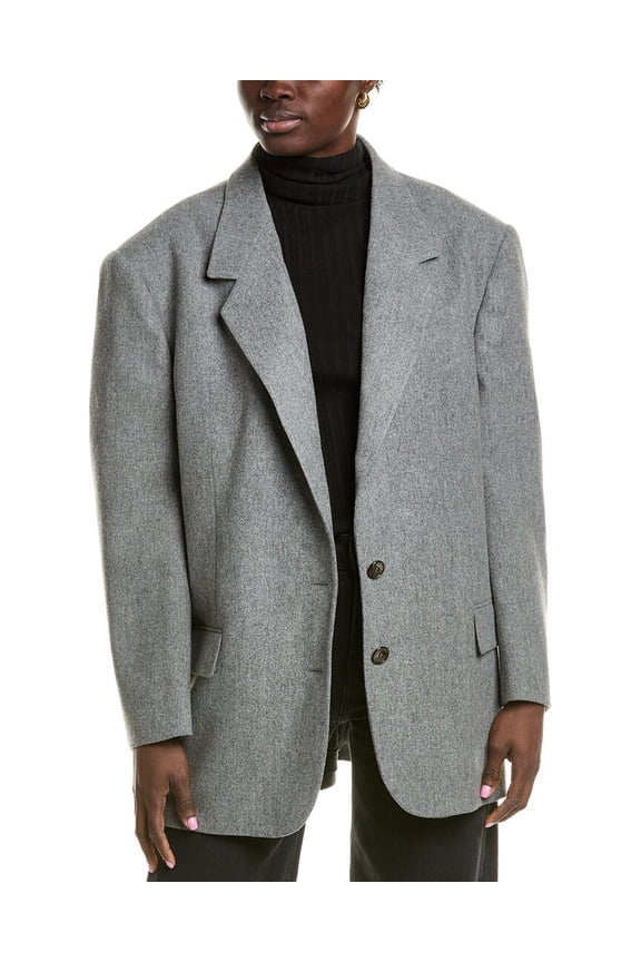 womens Flannel Mattie Wool-Blend Blazer, 16, Grey