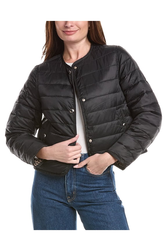 womens Short Puffer Jacket, s, Black