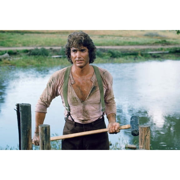 Michael Landon in Little House on the Prairie holding hammer 1975 Richest Man in Walnut Grove 24x36 Poster