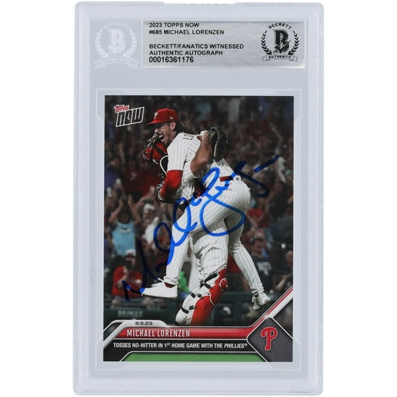 Michael Lorenzen Philadelphia Phillies Autographed 2023 Topps Now Tosses No Hitter #685 Beckett Fanatics Witnessed Authenticated Card - Fanatics Authentic Certified