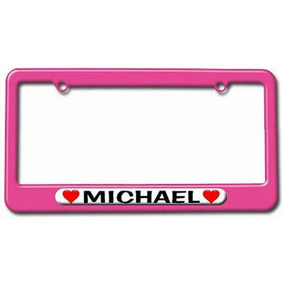 Michael Love with Hearts License Plate Tag Frame, Multiple Colors
