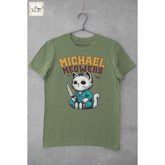 Michael Meowers Funny Shirt Vintage Halloween Cat T-Shirt Spooky Retro Shirt Funny Gift for Cat Lover Horror Cat Tee Cute Halloween Shirt