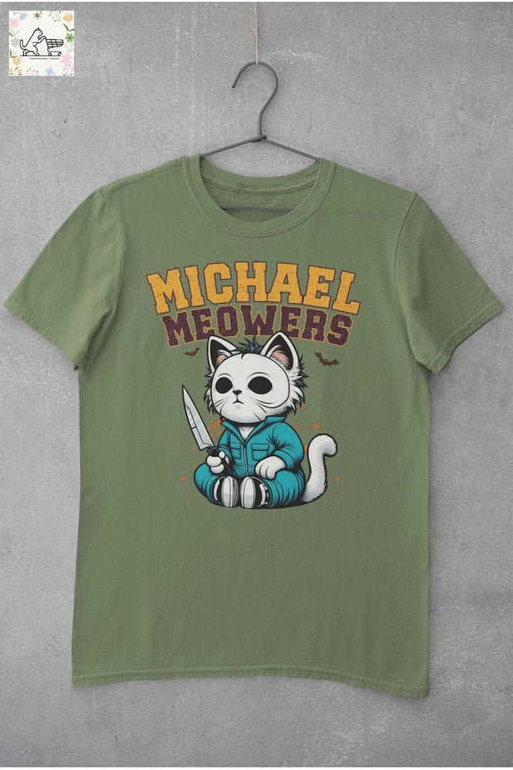 Michael Meowers Funny Shirt Vintage Halloween Cat T-Shirt Spooky Retro Shirt Funny Gift for Cat Lover Horror Cat Tee Cute Halloween Shirt