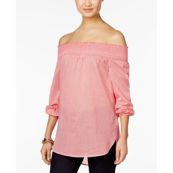 Michael Michael Kors Cotton Off The Shoulder Top Red XS