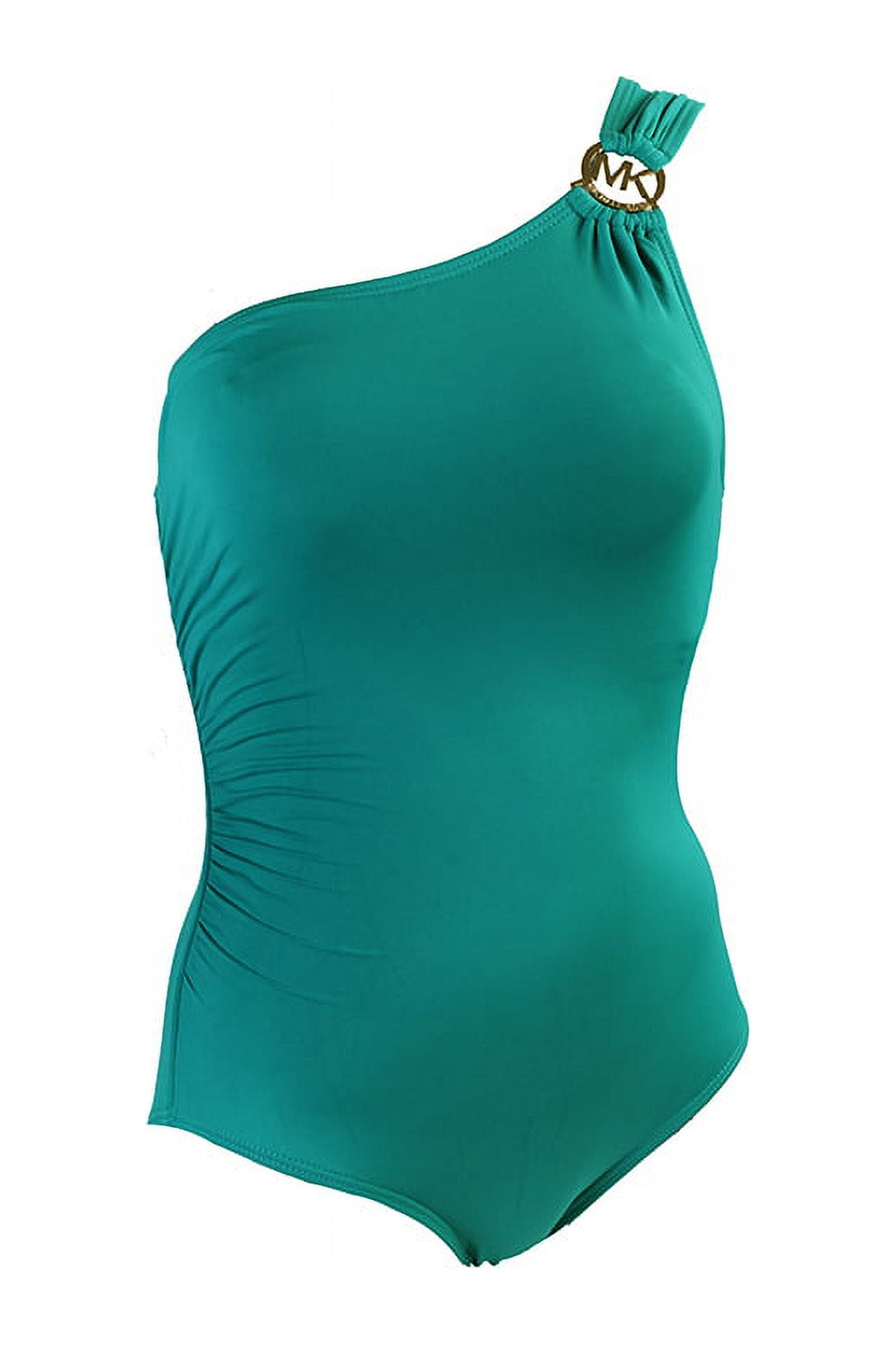 Michael Michael Kors Green One Shoulder Hardware One Piece Swimsuit 4 Walmart