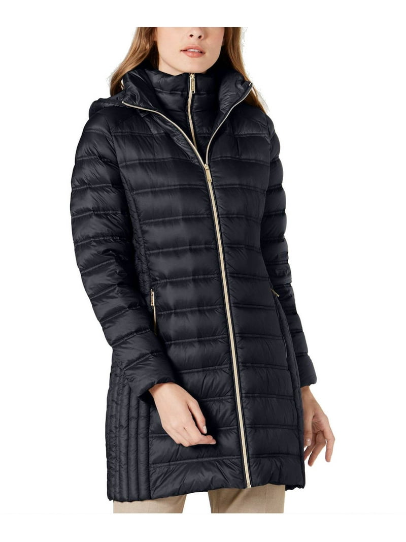 Michael Michael Kors Hooded Long Packable Quilted Double zip