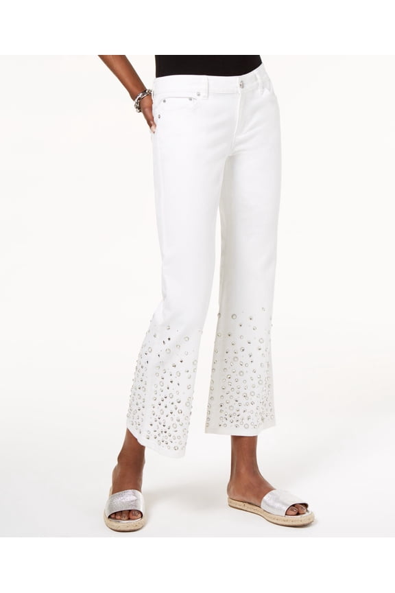 Izzy Embellished Cropped Jeans White XS